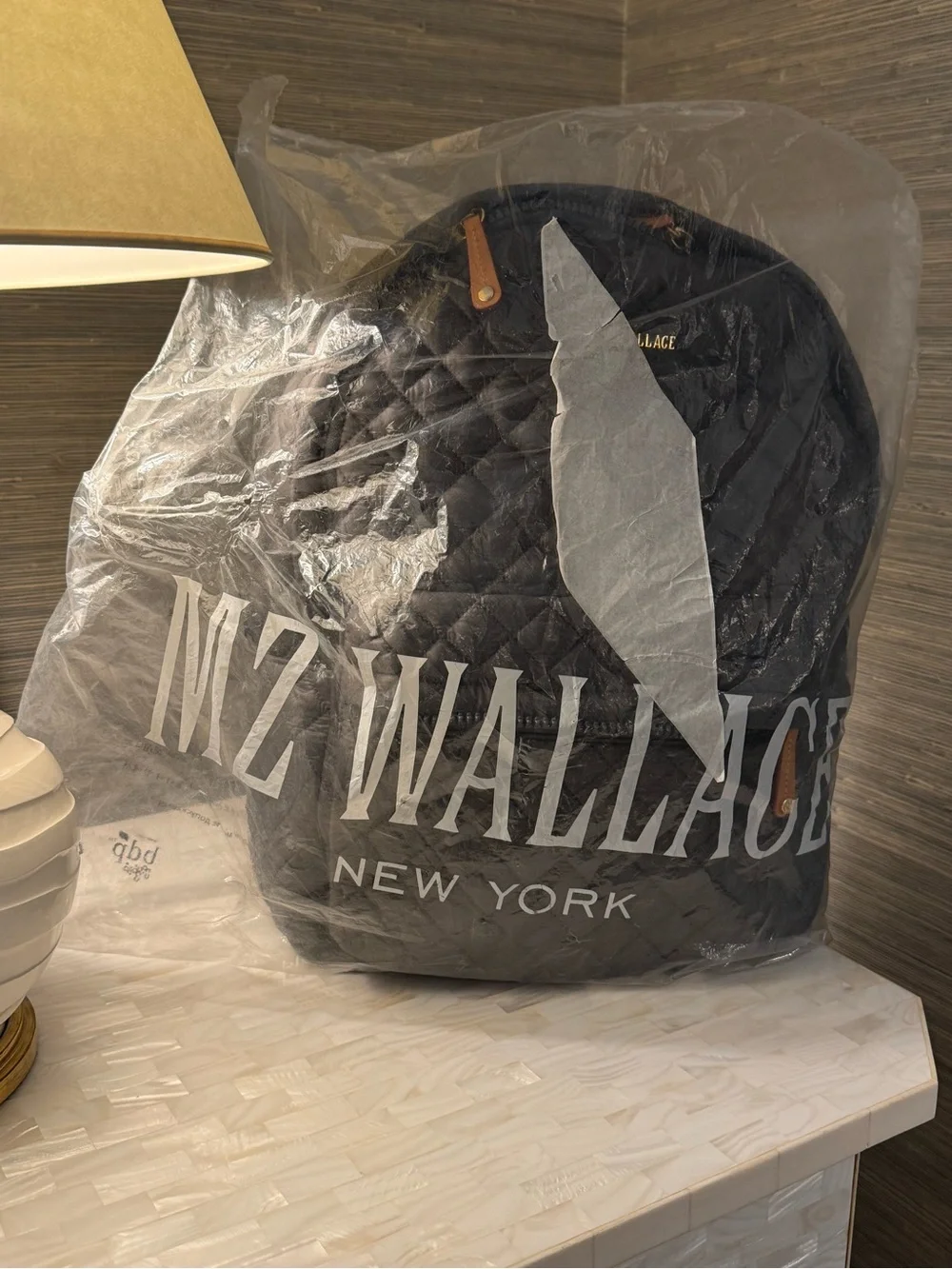 MZ Wallace Quilted Backpack with Tan Accents